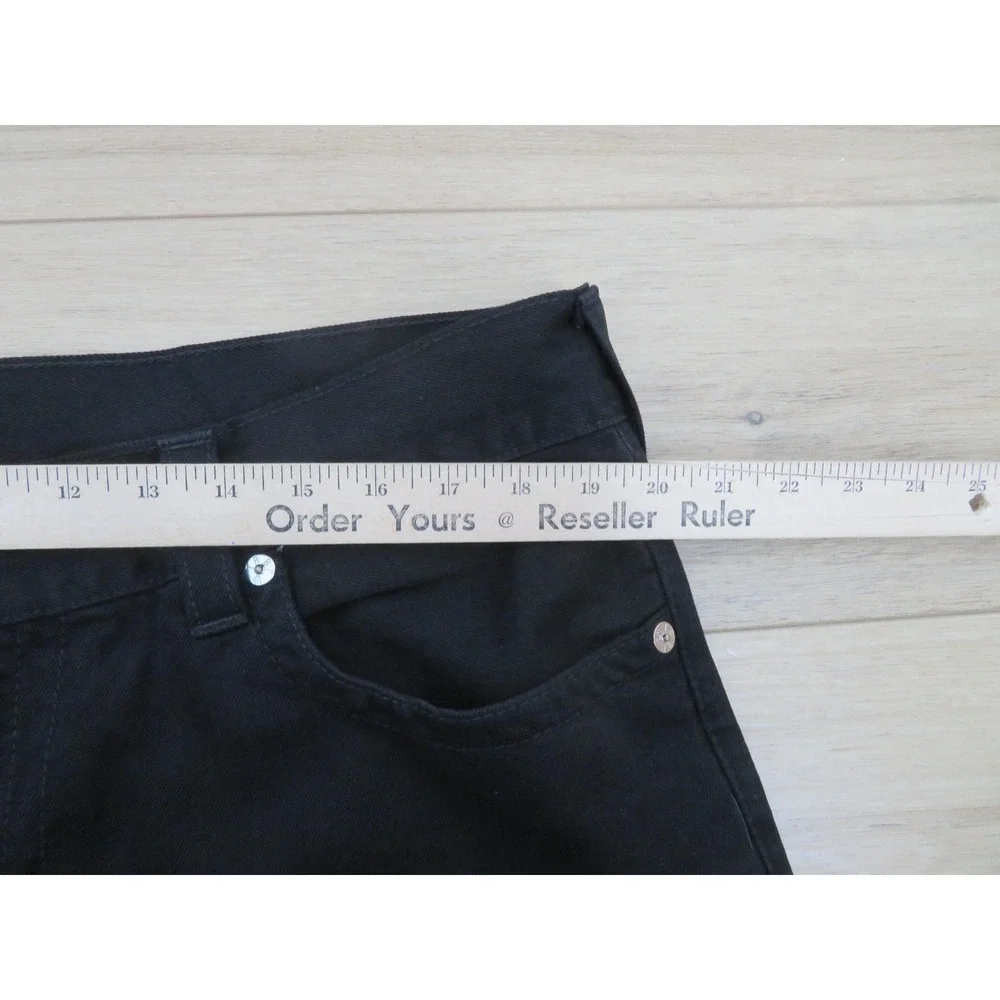 True Religion Straight Jeans Mens 38x30 Black Flap Pockets Logo Denim Casual